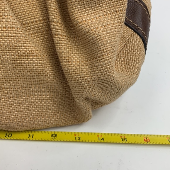 Fossil Hobo Tweed Leather Bag Light Dark Brown Floral Lining silver buckle - Picture 13 of 16